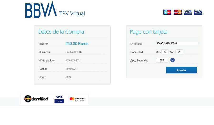 Configuración del TPV de Redsys y tarjeta de prueba Configuración del TPV de Redsys y tarjeta de prueba