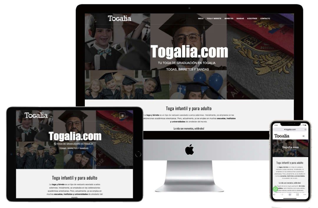 Diseño web empresa textil de togas Togalia - Diseño web empresa textil de togas