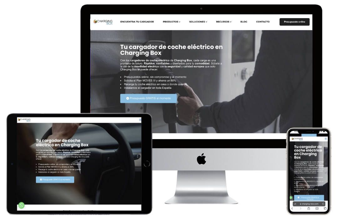 página web para cargadores de coche eléctrico Diseño de página web para cargadores de coche eléctrico