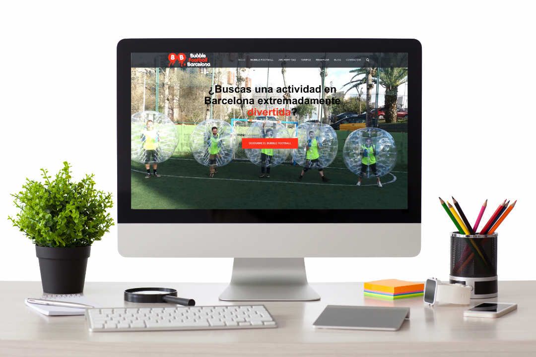 Página web de Bubble Football Barcelona Diseño web Bubble Football Barcelona en ordenador